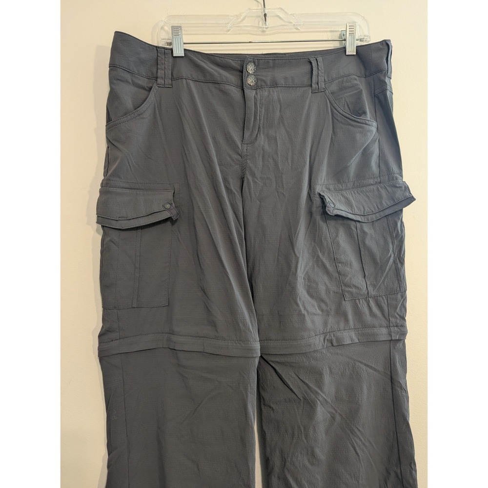 PrAna Cargo Convertible Hiking Pants Zip Shorts Gray Women's Size 12 Roll Up - Picture 2 of 12